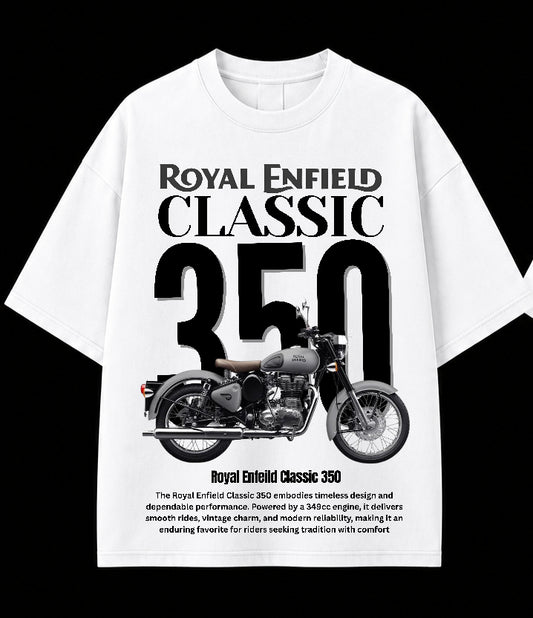 Men’s Royal Enfield Classic 350 Oversized Graphic T-Shirt – Vintage Biker Streetwear Tee