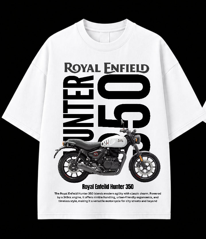 Men’s Royal Enfield Hunter 350 Oversized Graphic T-Shirt – Urban Biker Streetwear Tee