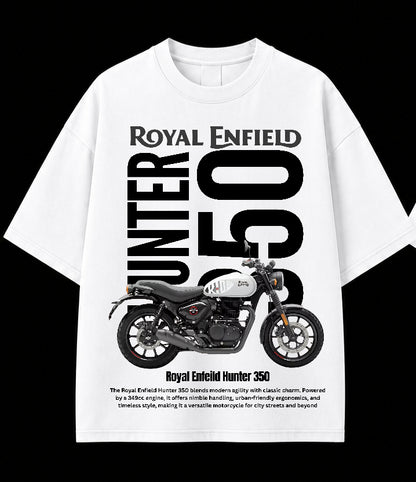 Men’s Royal Enfield Hunter 350 Oversized Graphic T-Shirt – Urban Biker Streetwear Tee