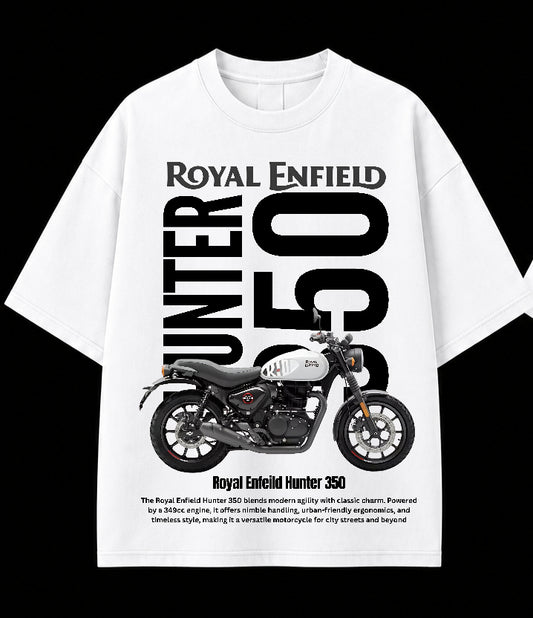 Men’s Royal Enfield Hunter 350 Oversized Graphic T-Shirt – Urban Biker Streetwear Tee