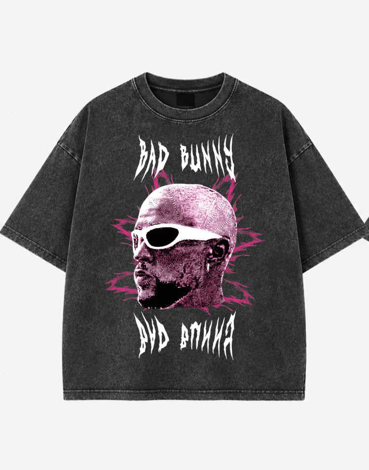 Bad Bunny Acid Wash Oversized Graphic Tee