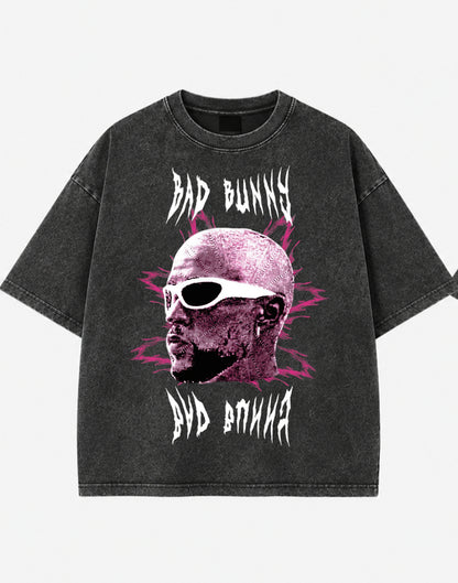 Bad Bunny Acid Wash Oversized Graphic Tee
