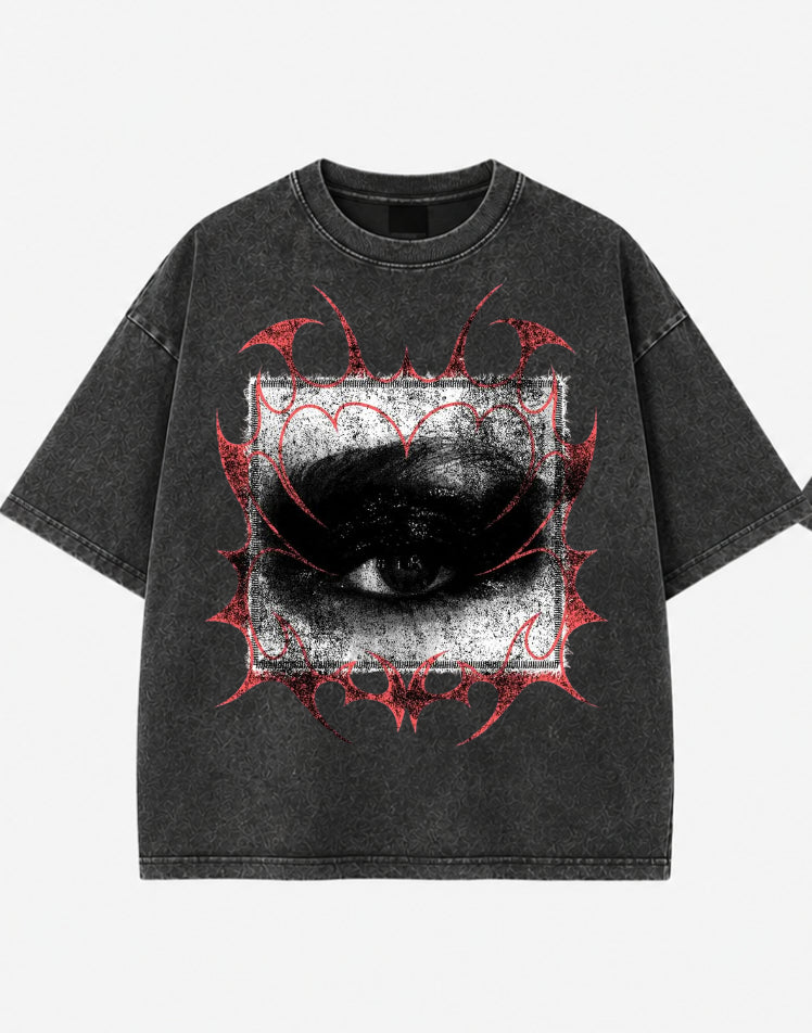 Men’s Vintage Acid Wash Oversized Graphic Streetwear T-Shirt