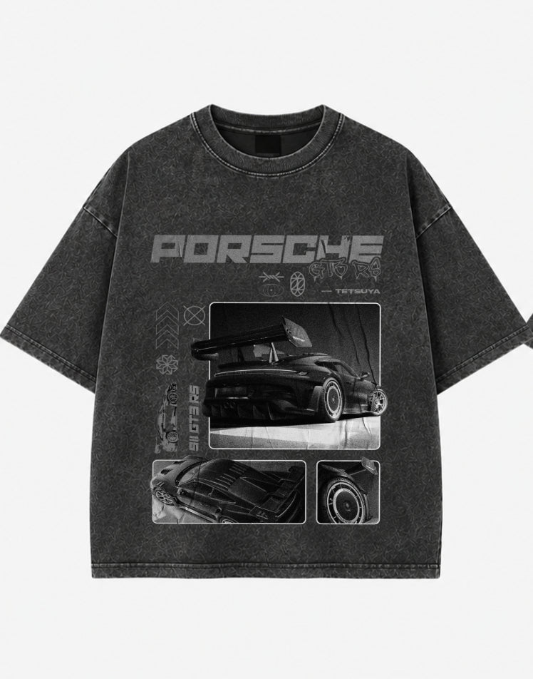 Porsche 911 Shadowline Acid Wash Oversized Tee