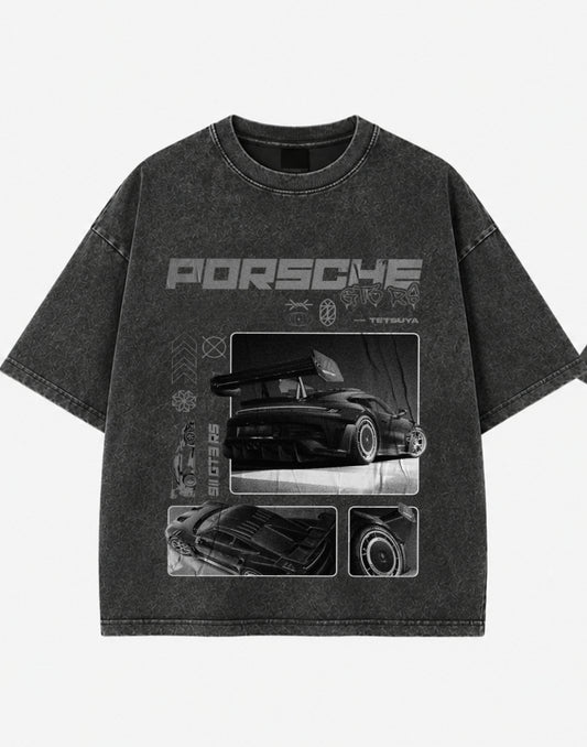 Porsche 911 Shadowline Acid Wash Oversized Tee