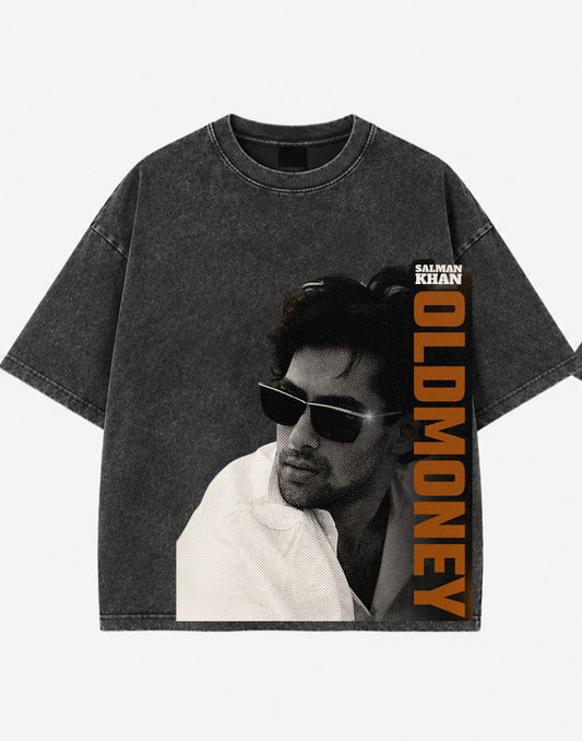 Salman Khan "Old Money" Acid Wash Oversized T-Shirt – Vintage Bollywood Streetwear Tee