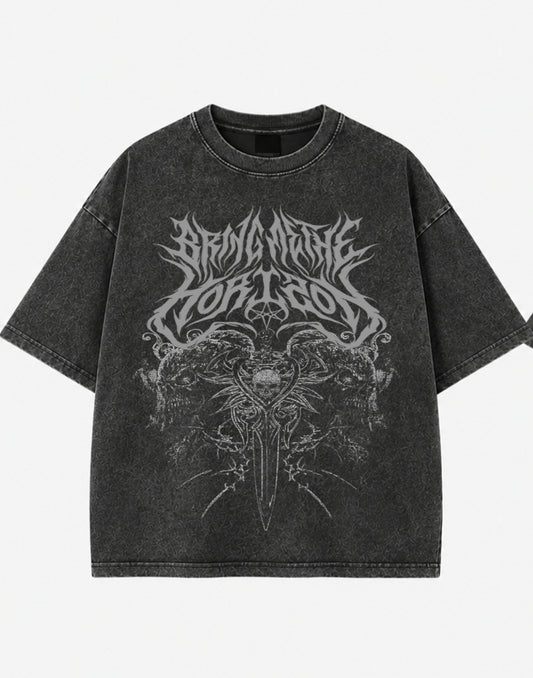 Brutal Thorn Acid Wash Oversized T-Shirt – Dark Gothic Streetwear Tee