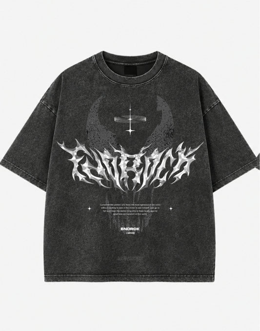 Dark Eclipse Gothic Acid Wash Oversized T-Shirt – Vintage Streetwear Graphic Tee