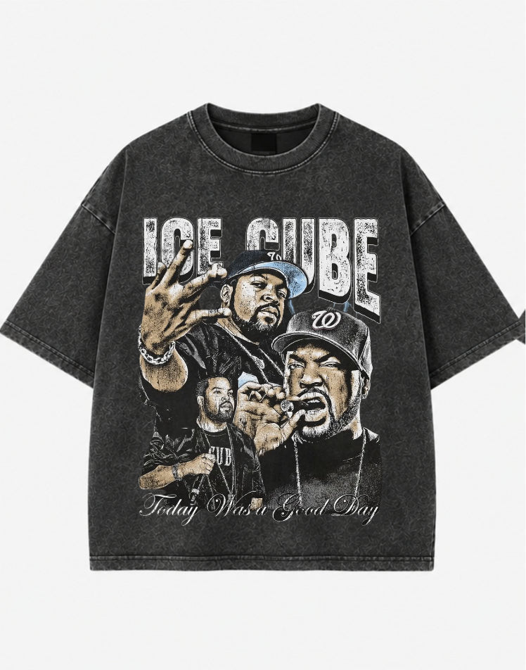 Ice Cube Vintage Acid Wash Oversized T-Shirt – Classic Hip-Hop Graphic Tee