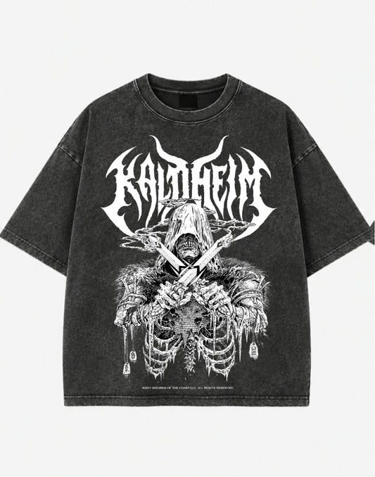 Reaper Knight Gothic Acid Wash Oversized T-Shirt