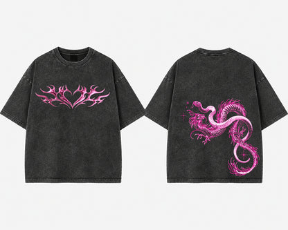 Dragonheart Acid Wash Oversized Tee